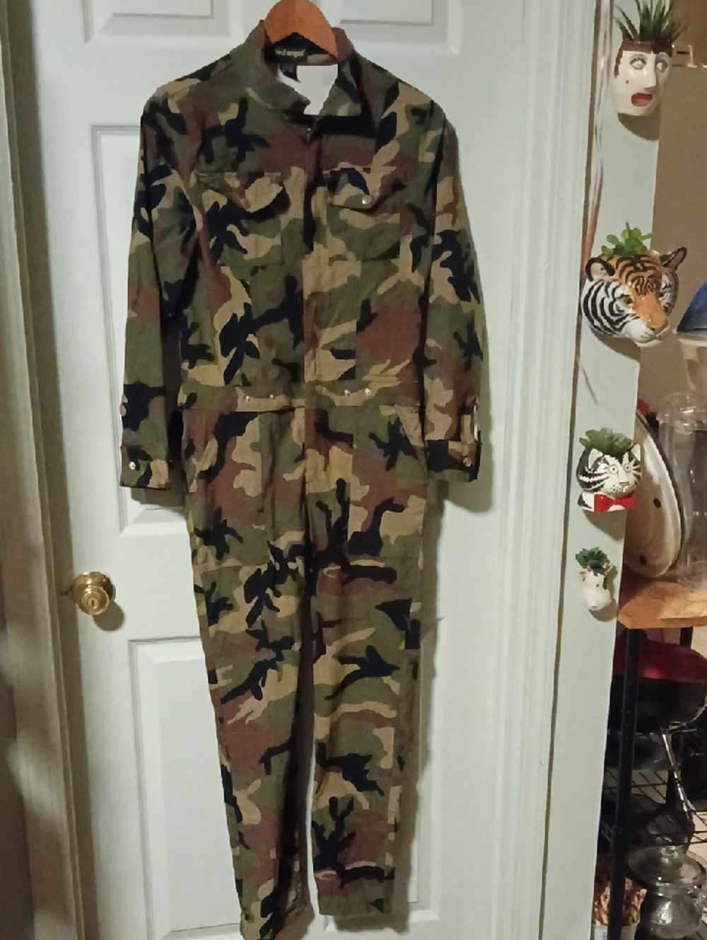 like an angel Women's Camo Pajama Jumpsuit in Green/Brown/Black